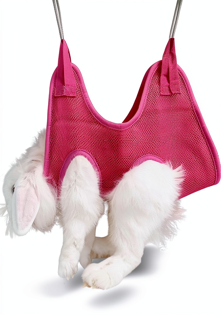 Copfeu Rabbit Grooming Hammock in use on a small rabbit