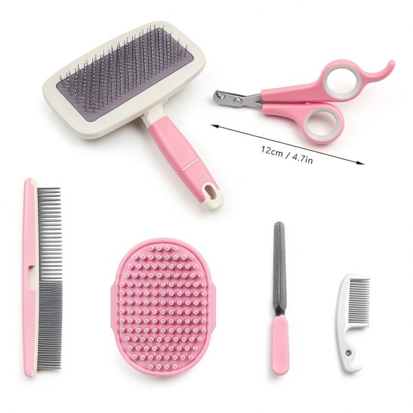 Crafterlife Pet Grooming Kit Slicker Brush Nail Clipper Comb-1