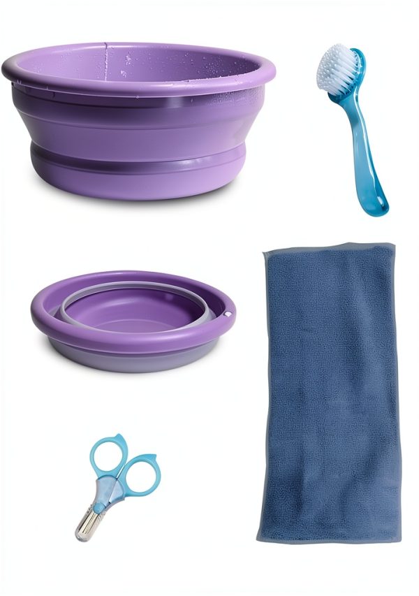 JSLZF Hedgehog Bath Kit Foldable Tub Grooming Supplies-5