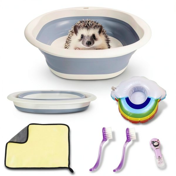WEWAYKGJ Hedgehog Bath Set Collapsible Tub Nail Clipper-0