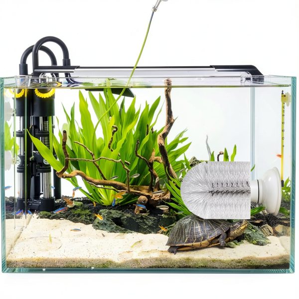 Neacus Turtle Brush White Plastic Handle Suction Cup-2