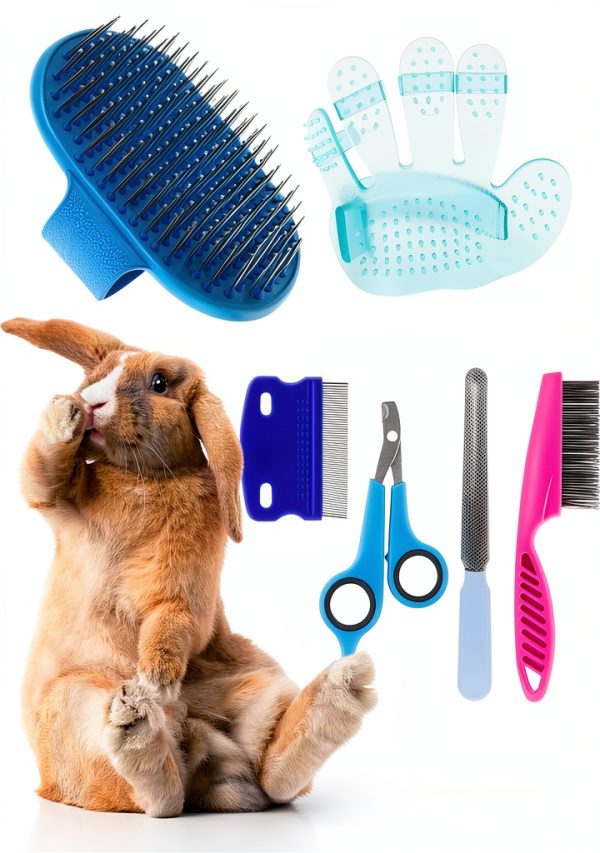 KALAMANDA 6-in-1 Rabbit Grooming Kit Nail Clipper Brush-0